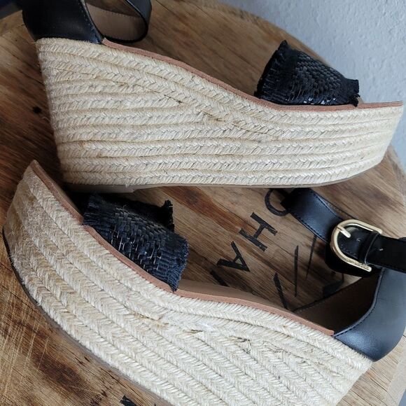 Tommy Hilfiger terrin Black raffia wedge sandals - Picture 2 of 11